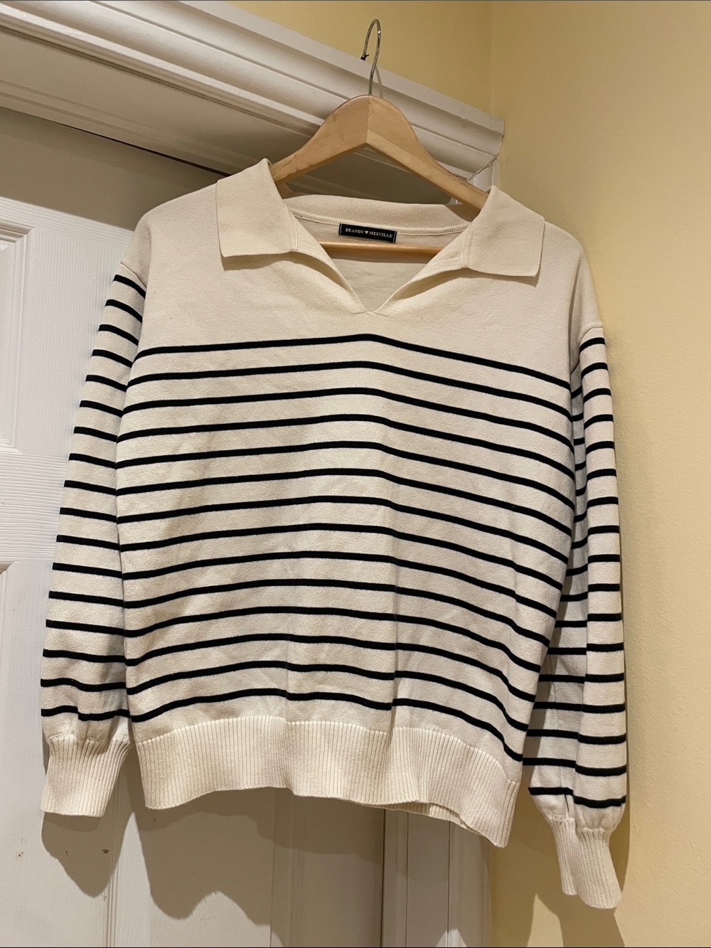 Brandy Melville 100% Cotton Striped Polo Sweater Essentials Preppy Costal
